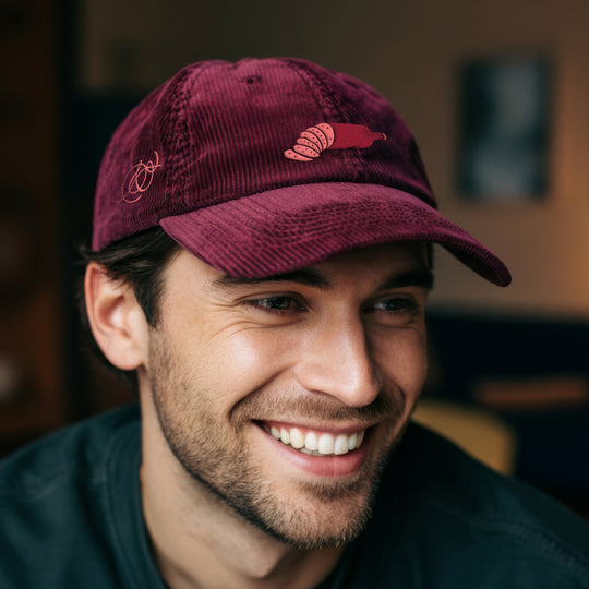 Burgundy Velvet Cap with Embroidery