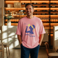 Pink Oversized Heavyweight T-Shirt with “Unmasked Mystery” Print